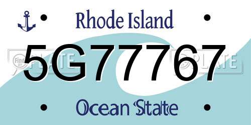 5G77767 Rhode Island License Plate