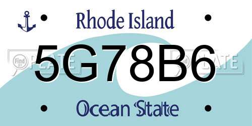 5G78B6 Rhode Island License Plate