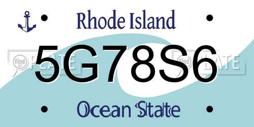 5G78S6 Rhode Island License Plate