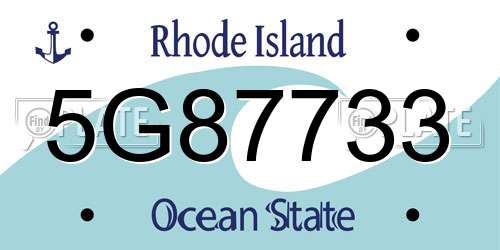 5G87733 Rhode Island License Plate