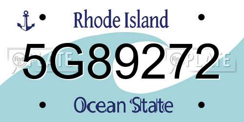 5G89272 Rhode Island License Plate