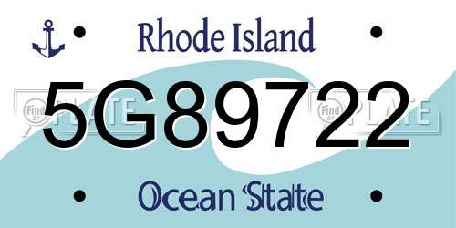 5G89722 Rhode Island License Plate