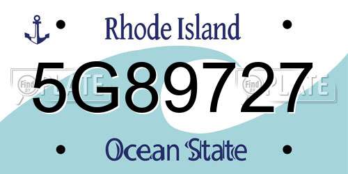 5G89727 Rhode Island License Plate