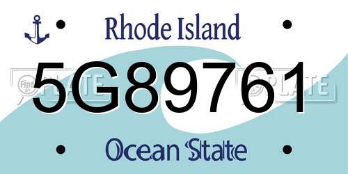 5G89761 Rhode Island License Plate