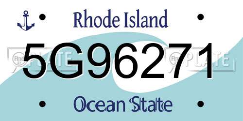 5G96271 Rhode Island License Plate