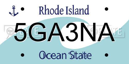 5GA3NA Rhode Island License Plate
