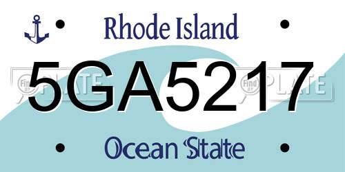 5GA5217 Rhode Island License Plate