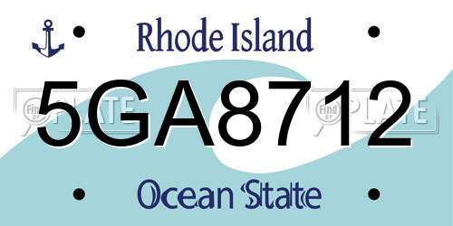 5GA8712 Rhode Island License Plate