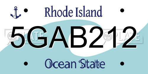 5GAB212 Rhode Island License Plate