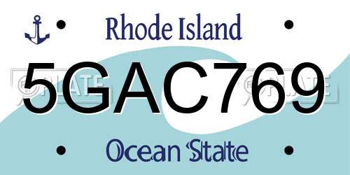 5GAC769 Rhode Island License Plate