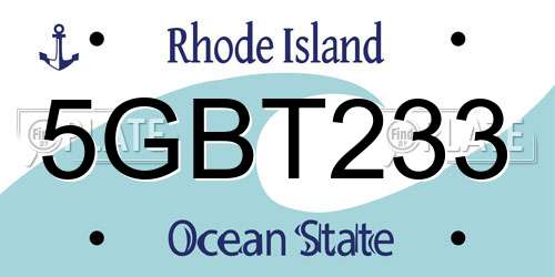 5GBT233 Rhode Island License Plate