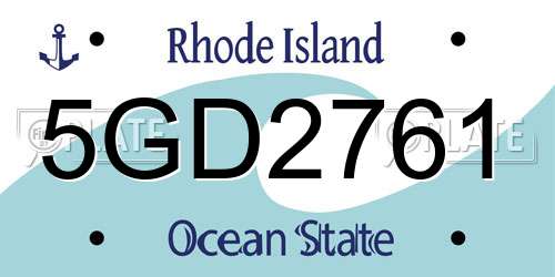 5GD2761 Rhode Island License Plate