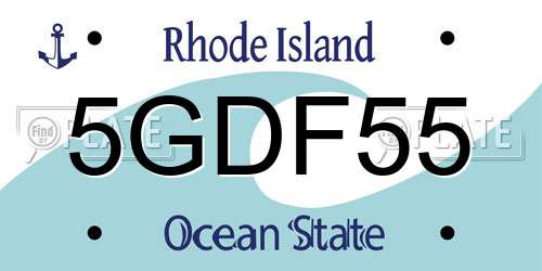 5GDF55 Rhode Island License Plate
