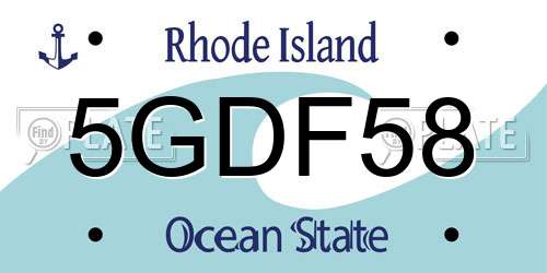 5GDF58 Rhode Island License Plate