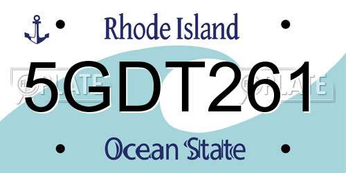 5GDT261 Rhode Island License Plate