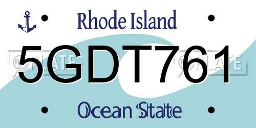 5GDT761 Rhode Island License Plate