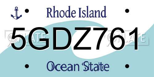 5GDZ761 Rhode Island License Plate