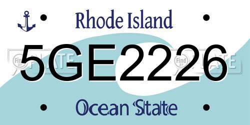 5GE2226 Rhode Island License Plate