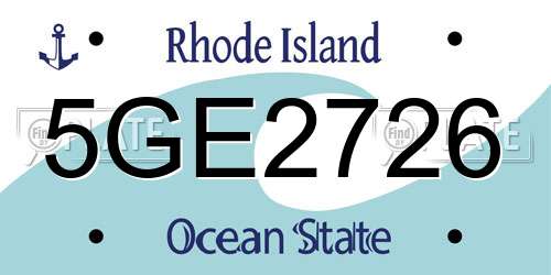 5GE2726 Rhode Island License Plate