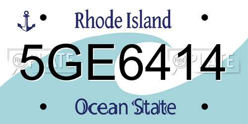 5GE6414 Rhode Island License Plate
