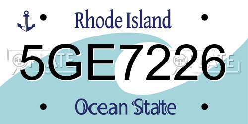 5GE7226 Rhode Island License Plate