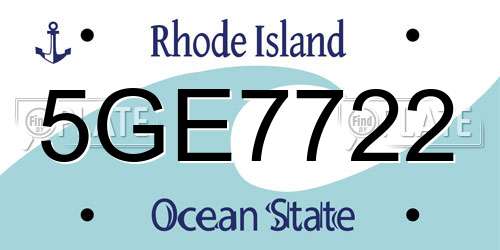 5GE7722 Rhode Island License Plate