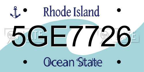 5GE7726 Rhode Island License Plate