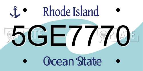 5GE7770 Rhode Island License Plate
