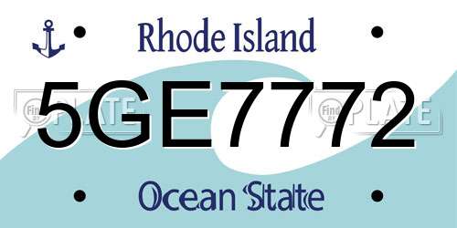 5GE7772 Rhode Island License Plate