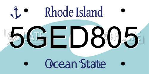 5GED805 Rhode Island License Plate