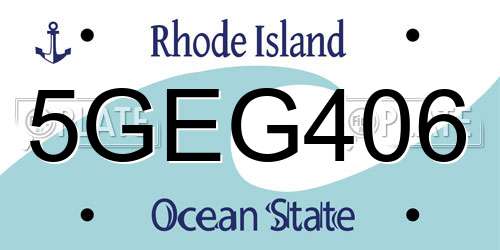 5GEG406 Rhode Island License Plate