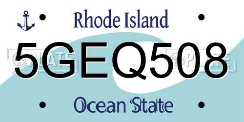 5GEQ508 Rhode Island License Plate