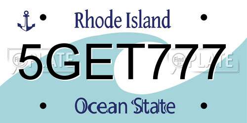 5GET777 Rhode Island License Plate