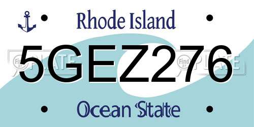 5GEZ276 Rhode Island License Plate