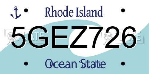 5GEZ726 Rhode Island License Plate