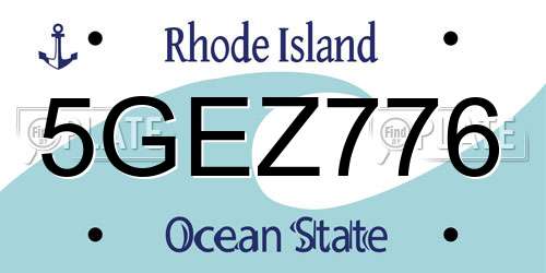 5GEZ776 Rhode Island License Plate