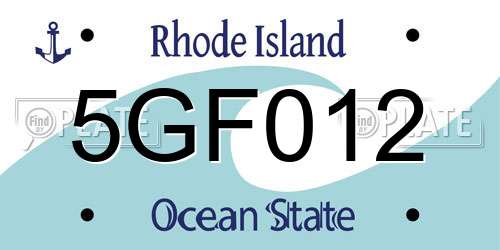 5GF012 Rhode Island License Plate