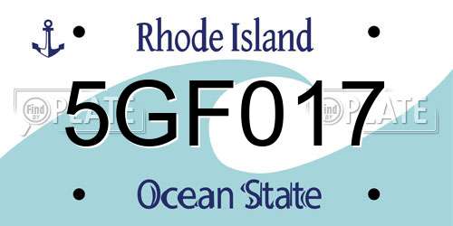 5GF017 Rhode Island License Plate