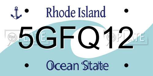 5GFQ12 Rhode Island License Plate