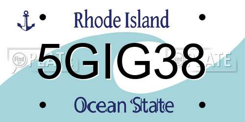 5GIG38 Rhode Island License Plate