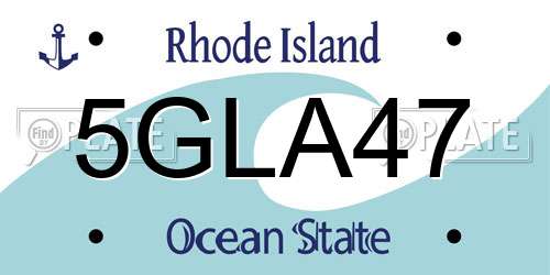 5GLA47 Rhode Island License Plate