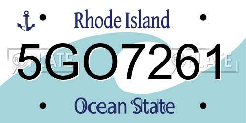 5GO7261 Rhode Island License Plate