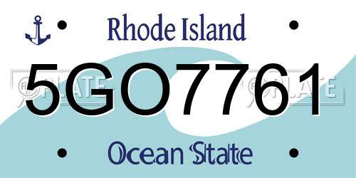 5GO7761 Rhode Island License Plate