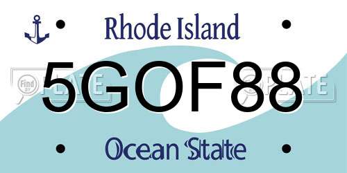 5GOF88 Rhode Island License Plate