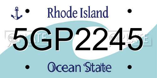 5GP2245 Rhode Island License Plate