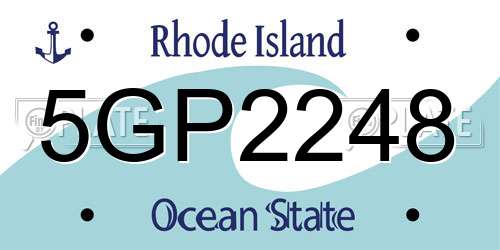 5GP2248 Rhode Island License Plate