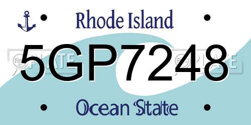 5GP7248 Rhode Island License Plate