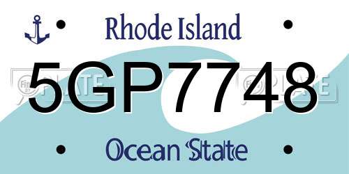 5GP7748 Rhode Island License Plate