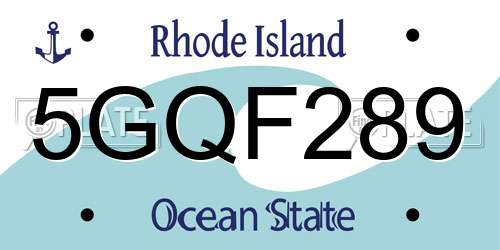 5GQF289 Rhode Island License Plate