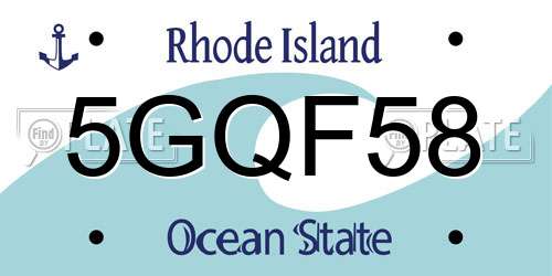5GQF58 Rhode Island License Plate